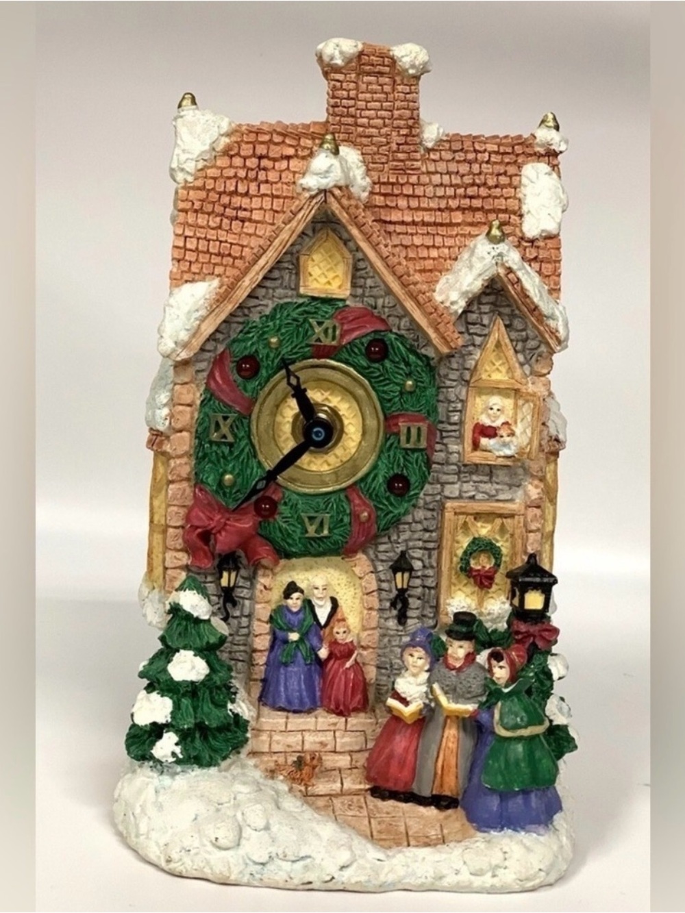 1996 Avon Christmas Village Mantel Clock Victorian Carolers Holiday Decor